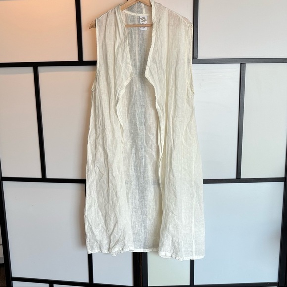 Matchpoint USA Linen Semi sheer long open vest. Women’s Large - Picture 1 of 15